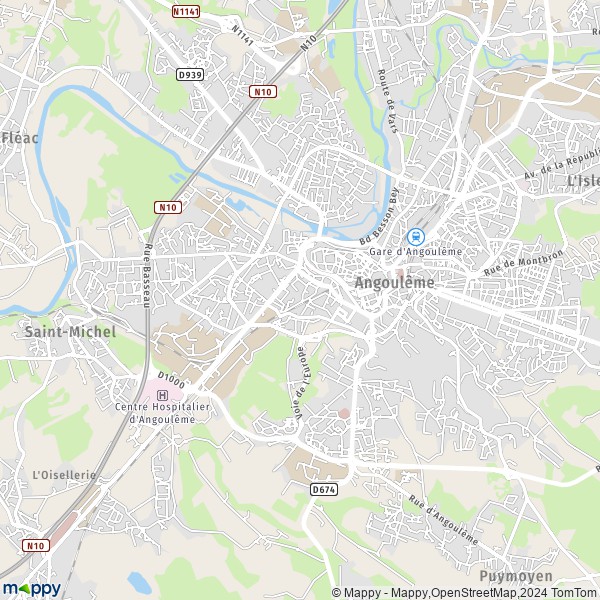 La carte pour la ville de Angoulême 16000