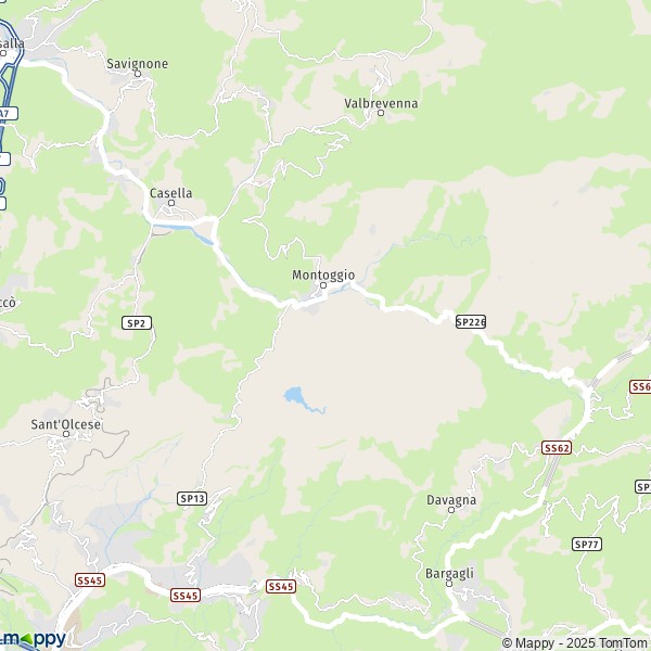 La carte pour la ville de Montoggio 16026