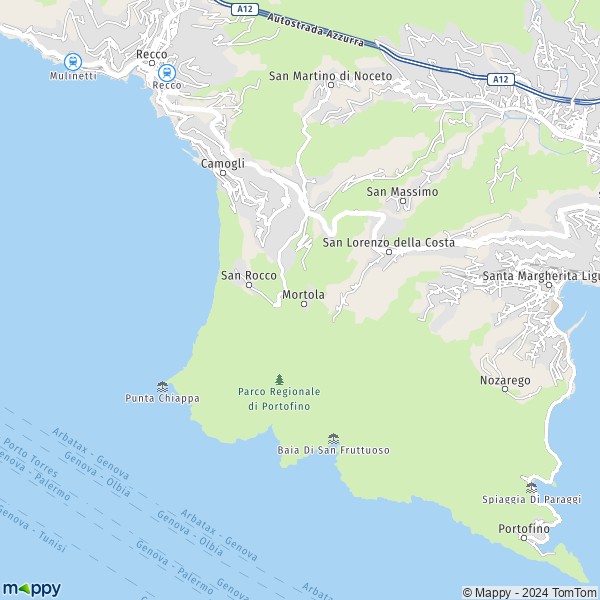 La carte pour la ville de Camogli 16032