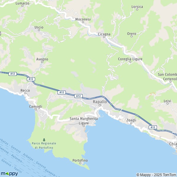 La carte pour la ville de Rapallo 16035