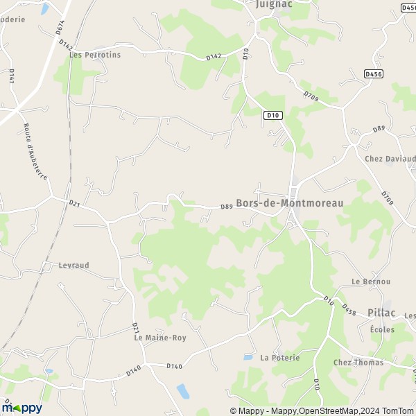 La carte pour la ville de Bors-de-Montmoreau 16190