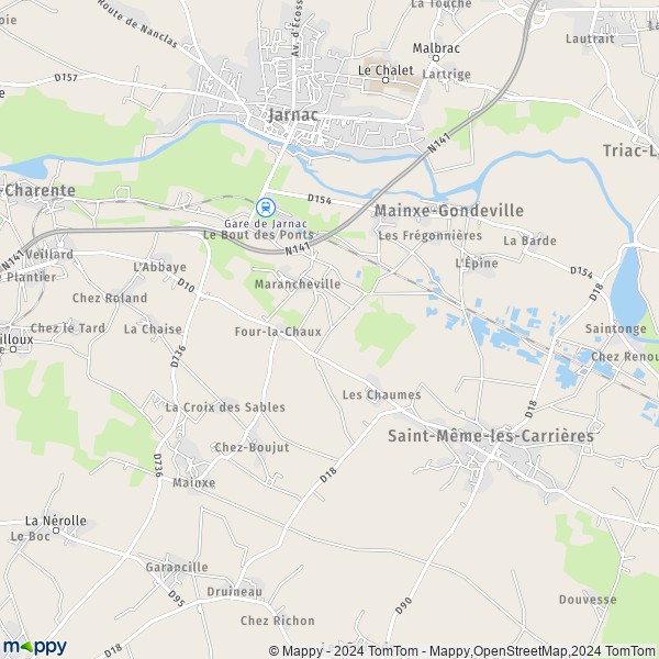 La carte pour la ville de Mainxe-Gondeville 16200