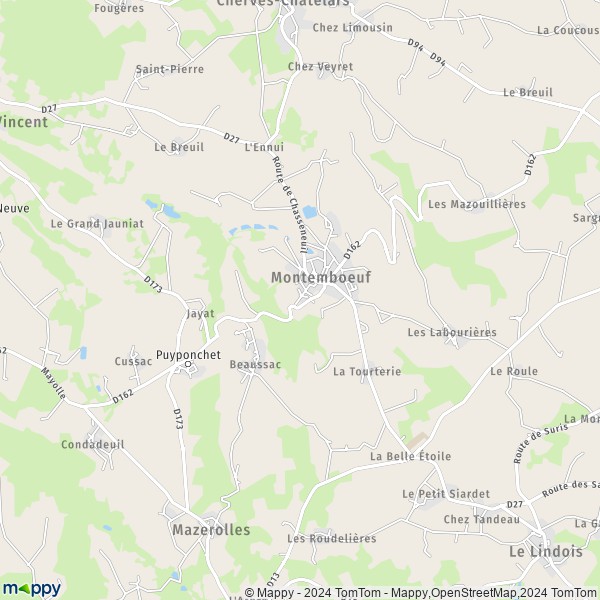 La carte pour la ville de Montemboeuf 16310