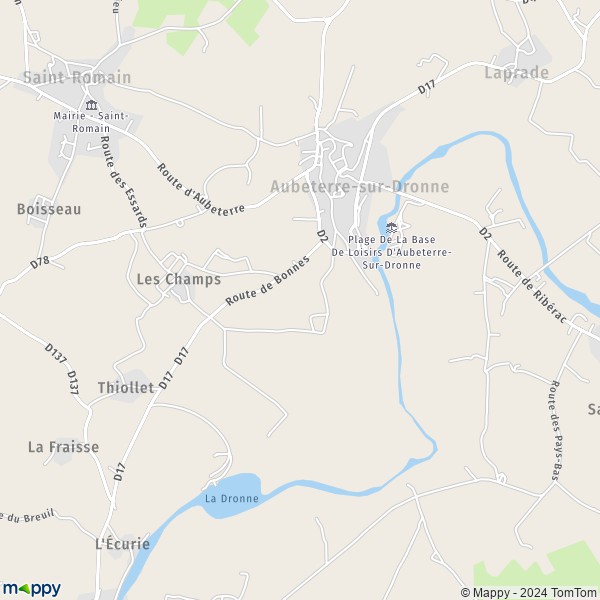 La carte pour la ville de Aubeterre-sur-Dronne 16390