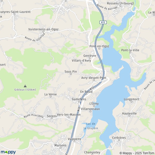 La carte pour la ville de Pont-en-Ogoz 1642-1645