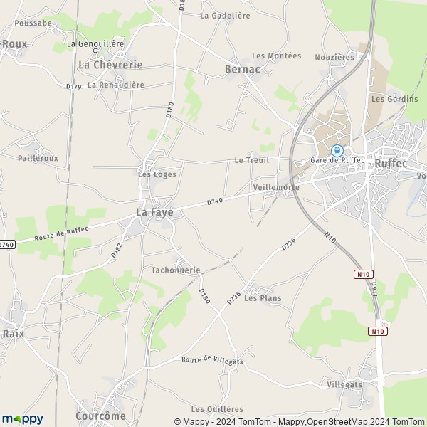 La carte pour la ville de La Faye 16700