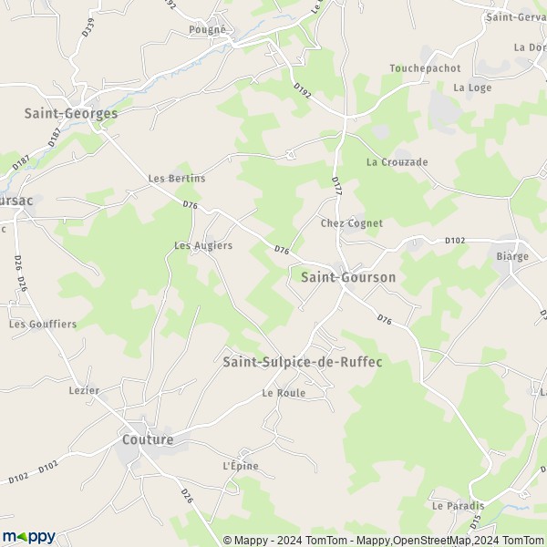 La carte pour la ville de Saint-Gourson 16700