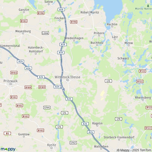 La carte pour la ville de 16909-17209 Wittstock/Dosse