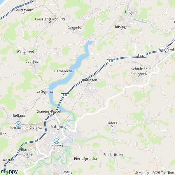 La carte pour la ville de Düdingen 1700-3186