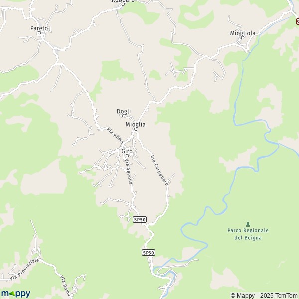 La carte pour la ville de Mioglia 17040
