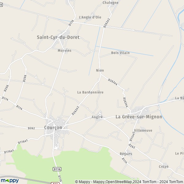 La carte pour la ville de Courçon 17170