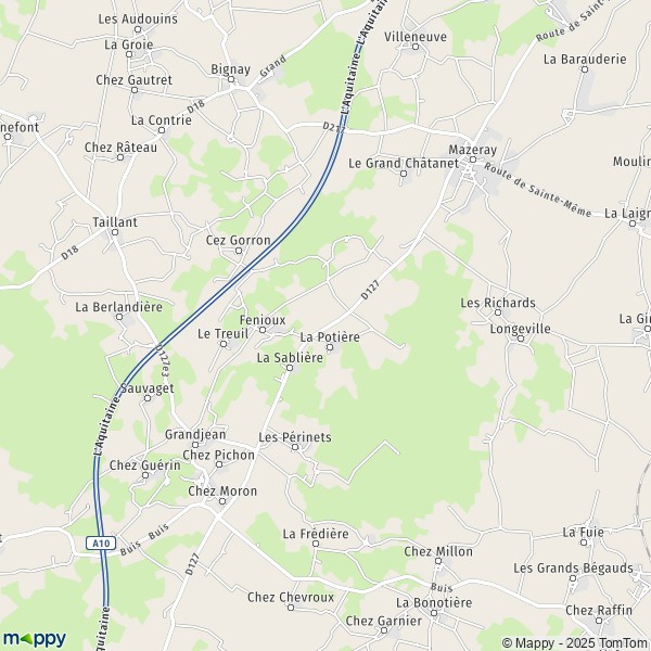 La carte pour la ville de Fenioux 17350