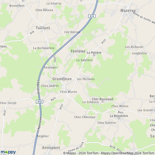 La carte pour la ville de Grandjean 17350