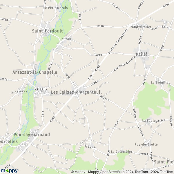 La carte pour la ville de Les Églises-d'Argenteuil 17400