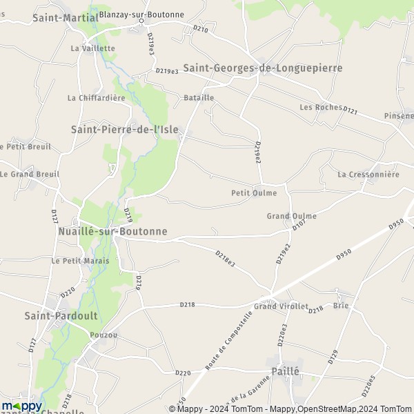 La carte pour la ville de Nuaillé-sur-Boutonne 17470