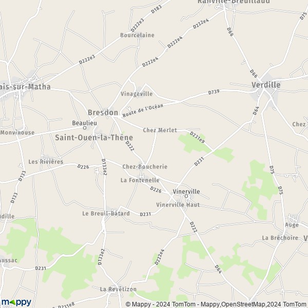 La carte pour la ville de Bresdon 17490