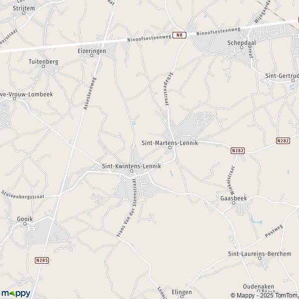 La carte pour la ville de 1750-1760 Lennik
