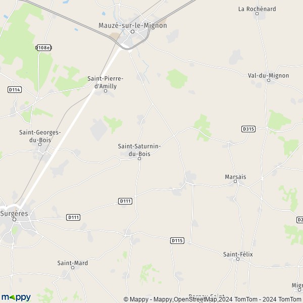 La carte pour la ville de Saint-Saturnin-du-Bois 17700