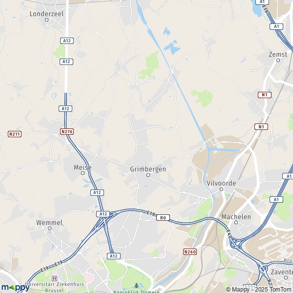 La carte pour la ville de 1780-1980 Grimbergen