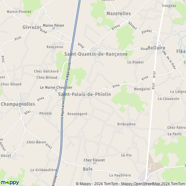 La carte pour la ville de Saint-Palais-de-Phiolin 17800