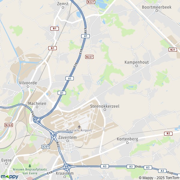 La carte pour la ville de 1800-1982 Steenokkerzeel