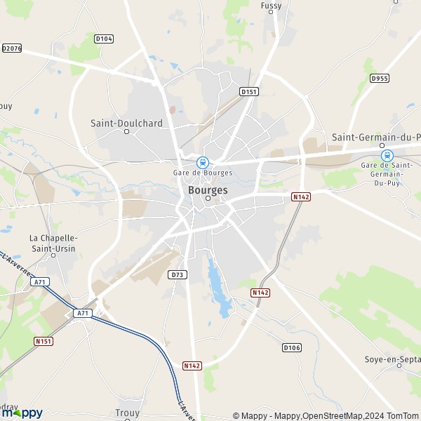 La carte pour la ville de Bourges 18000