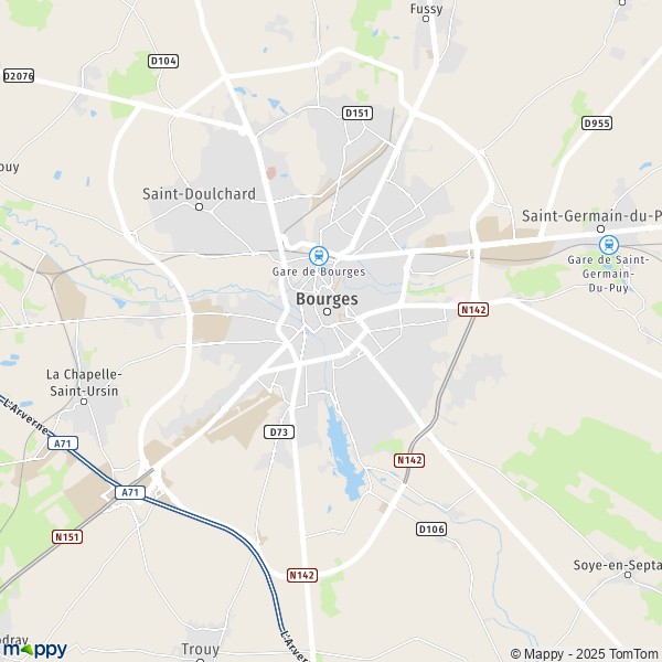 La carte pour la ville de Bourges 18000