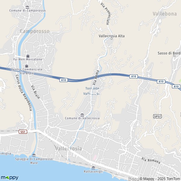 La carte pour la ville de Vallecrosia 18019