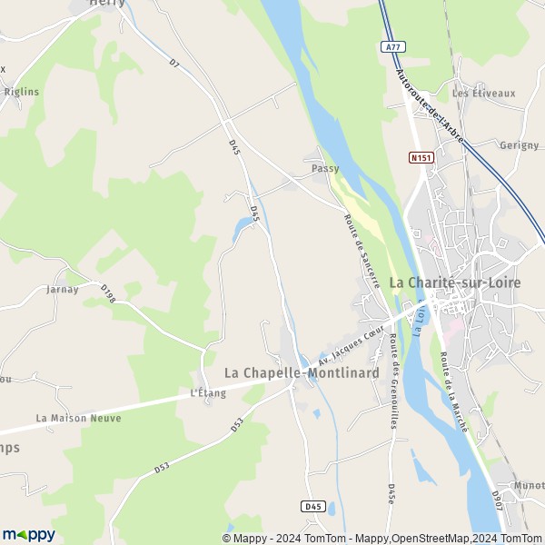 La carte pour la ville de La Chapelle-Montlinard 18140
