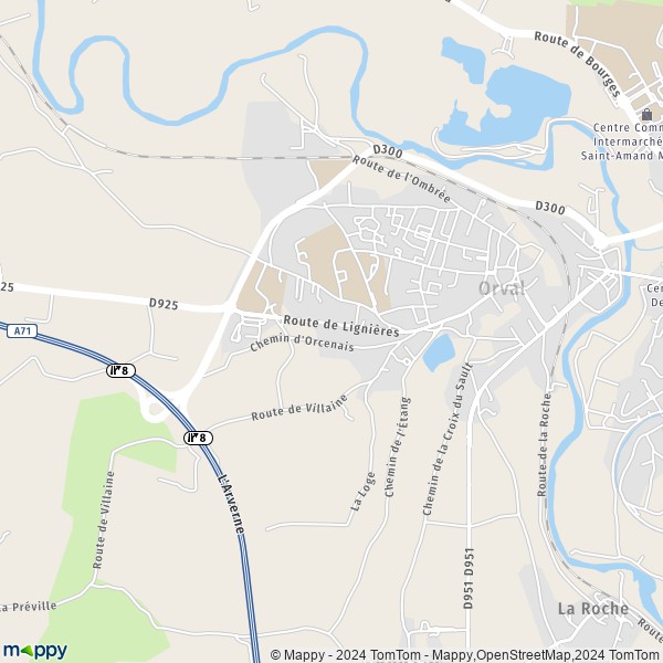 La carte pour la ville de Orval 18200