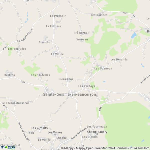 La carte pour la ville de Sainte-Gemme-en-Sancerrois 18240
