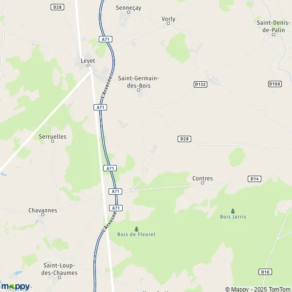 Plan saintgermaindesbois carte de saintgermaindesbois (18340