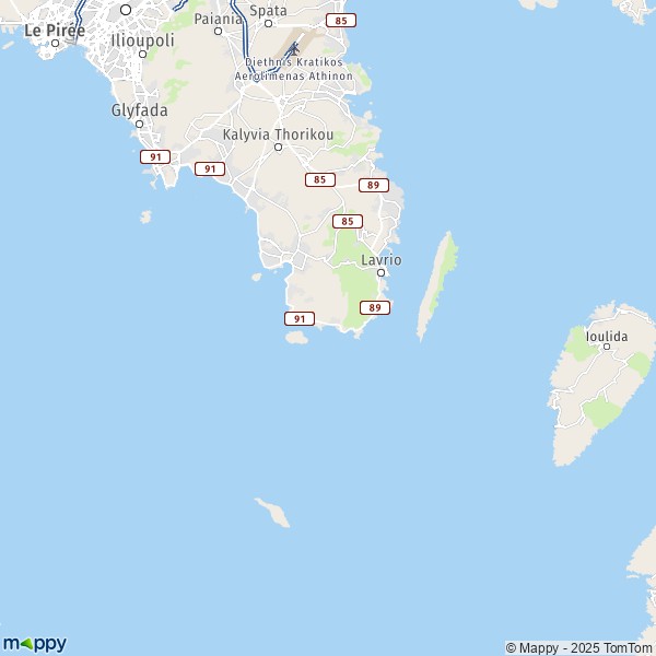 La carte pour la ville de Lavrio 190 01-195 00