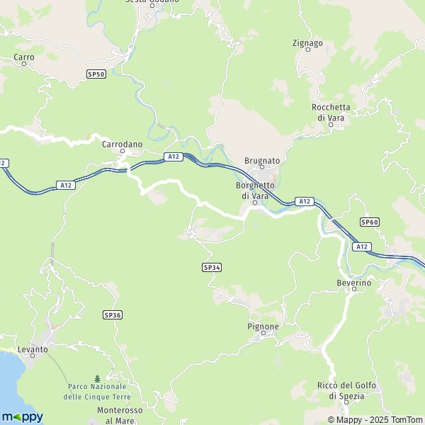 La carte pour la ville de Borghetto di Vara 19020