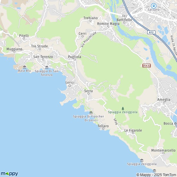 La carte pour la ville de Lerici 19032