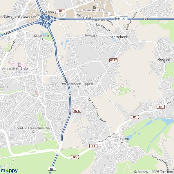 La carte pour la ville de 1950-1970 Wezembeek-Oppem