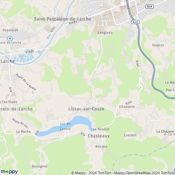 La carte pour la ville de Lissac-sur-Couze 19600
