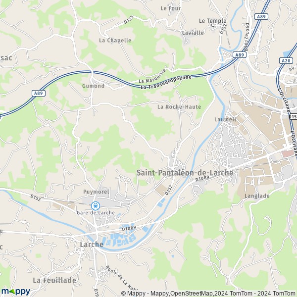 La carte pour la ville de Saint-Pantaléon-de-Larche 19600