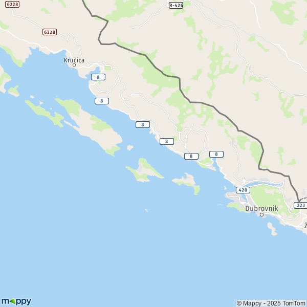 La carte pour la ville de Dubrovnik 20000-20236