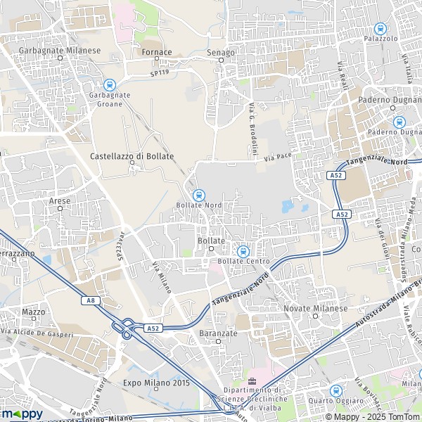 La carte pour la ville de Bollate 20021