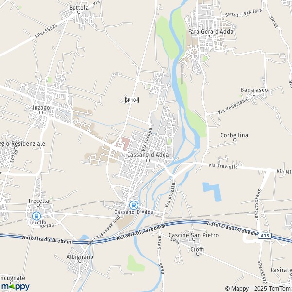 La carte pour la ville de Cassano d'Adda 20062