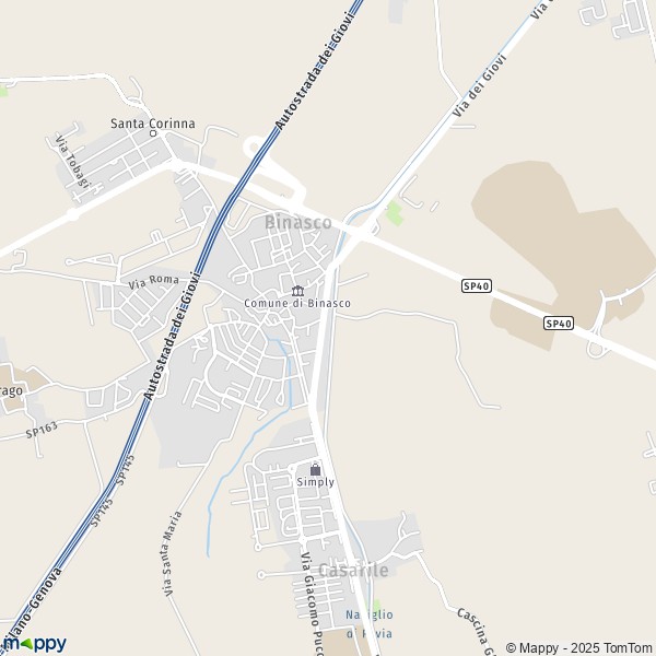 La carte pour la ville de Binasco 20082