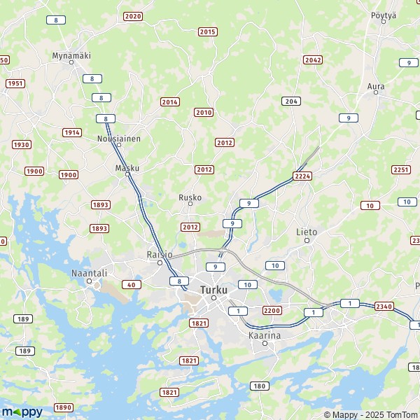 La carte pour la ville de Turku 20100-21410