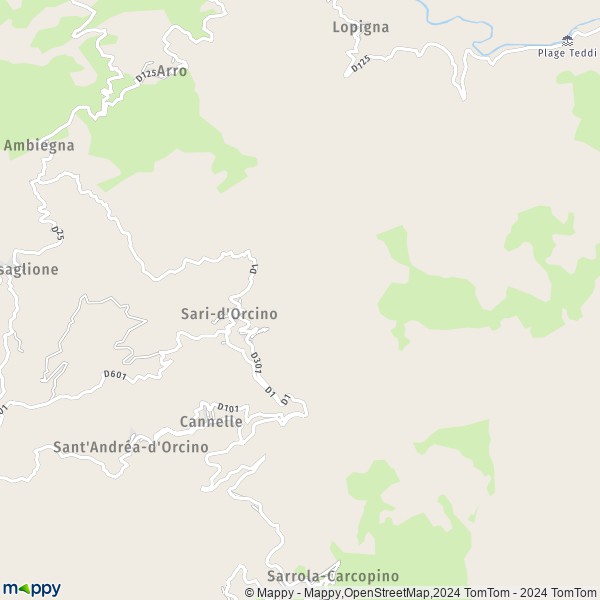 La carte pour la ville de Sari-d'Orcino 20151