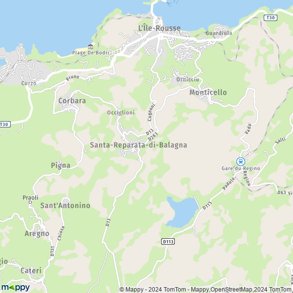 La carte pour la ville de Santa-Reparata-di-Balagna 20220