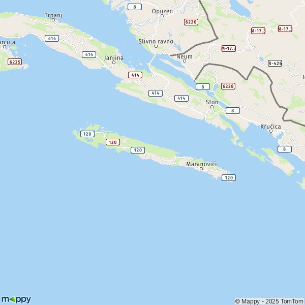 La carte pour la ville de Mljet 20225-20226