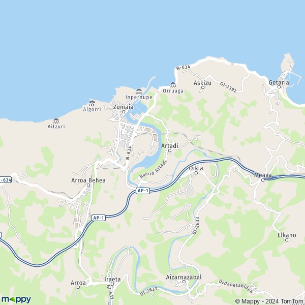 La carte pour la ville de 20750-20759 Zumaia