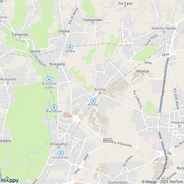 La carte pour la ville de Arcore 20862