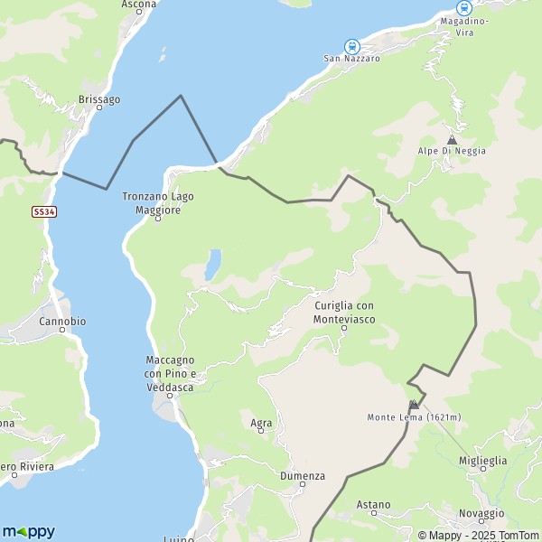 La carte pour la ville de Maccagno con Pino e Veddasca 21010-21061