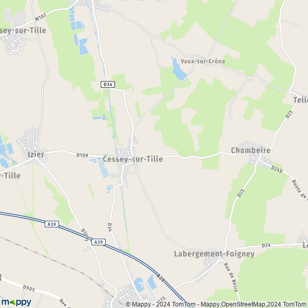 La carte pour la ville de Cessey-sur-Tille 21110